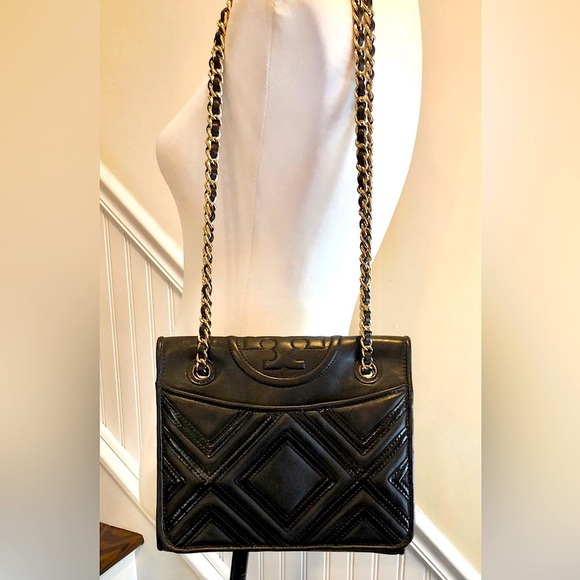 TORY BURCH Black Fleming Geo Diamond Quilted Crossbody Shoulder Bag Clutch - Picture 16 of 17